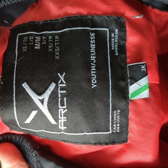 Arctix Youth Size Medium Snowbib Black Red - Picture 2 of 8